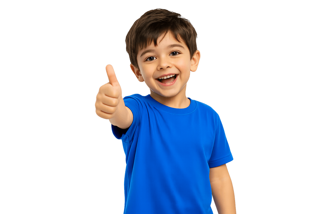 Boy pointing up